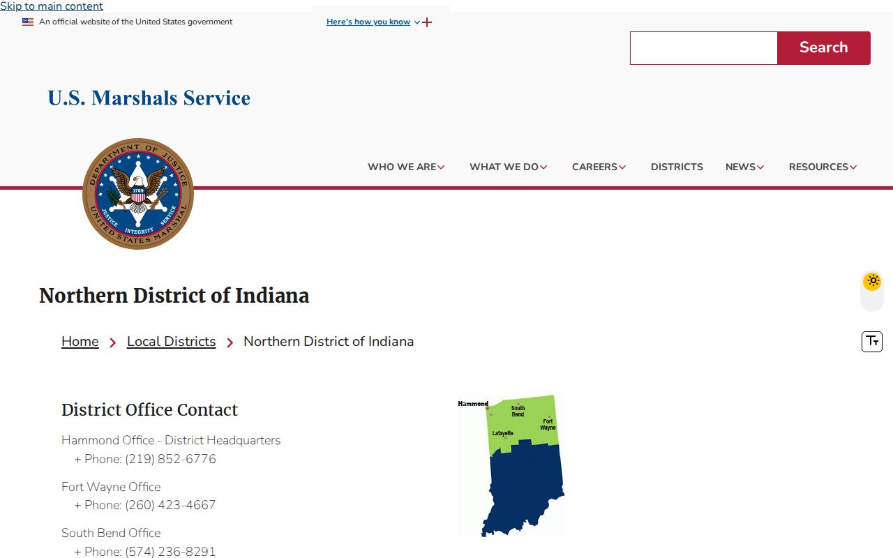 U.S. Marshals Northern District of Indiana task-force and tip information